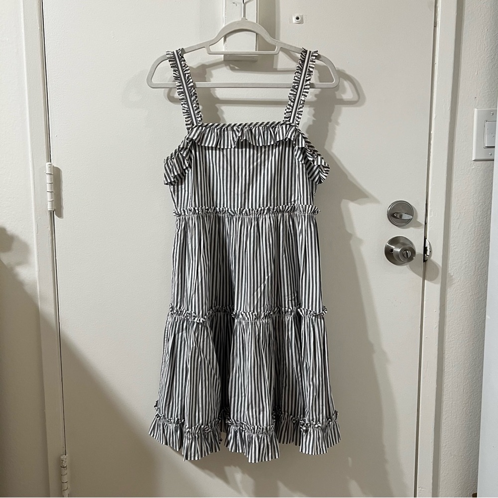 Kate Spade Broome Street Ruffle and Smocked Striped Dress